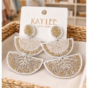 Kay Lee White Gold Beaded Earrings New